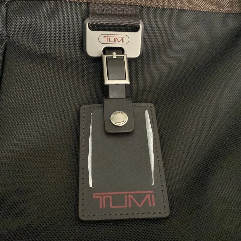 Tumi NWOT Alpha Black/Brown Ballistic Nylon Briefcase - Picture 9 of 12